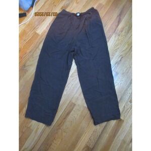 Jennifer Moore Brown 100% Silk Wide Leg Drawstring Pants Womens Size 12 Relaxed